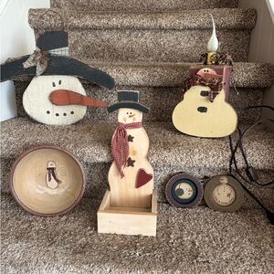 Charming Snowman Holiday Decor Set - Black, White, Brown